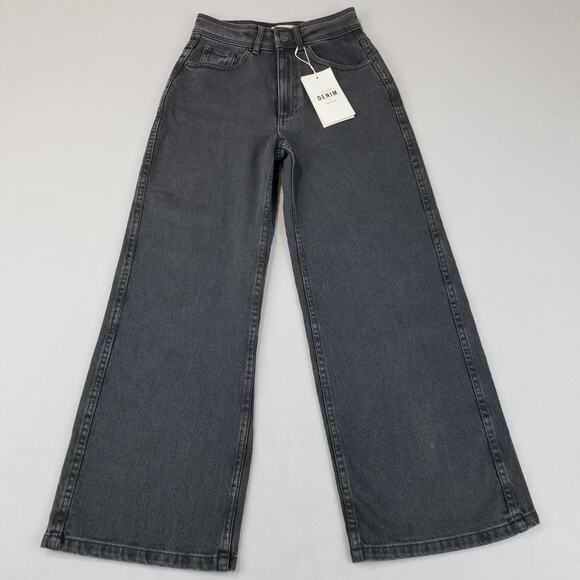 Sezane Jeans Womens US 2 FR 34 Gray Le Crop High Rise Wide Leg Denim Pants NWOT - Picture 1 of 12